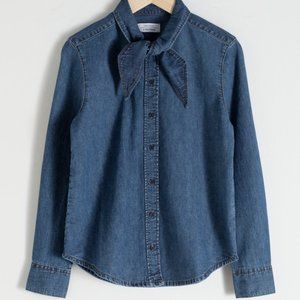 & Other Stories Organic Cotton Denim Tie Shirt